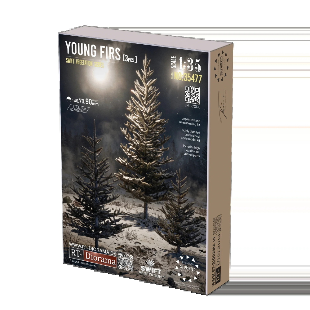RT-DIORAMA: 1:35 Young Fir Trees Set (40, 70, 90 mm)