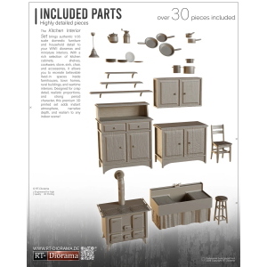 RT-DIORAMA: 1:35 3D Resin Print: Kitchen Interior Set (1940’s)